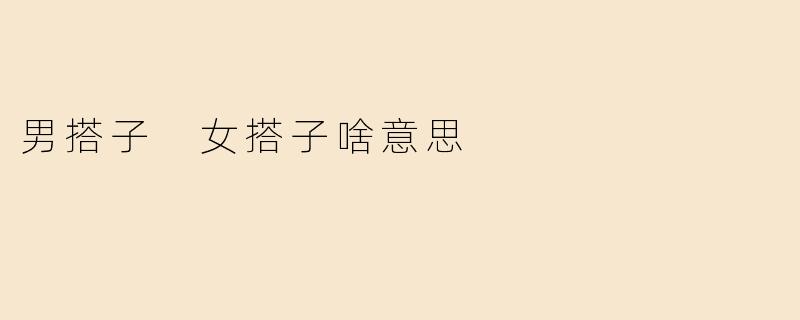 男搭子 女搭子啥意思